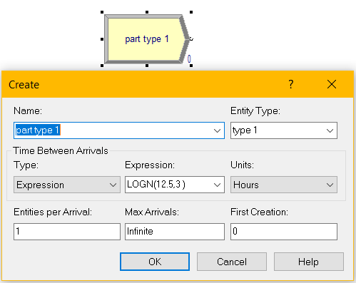 Create modülü ile 1.tip parçaların sisteme girişlerinin temsil edilmesi.